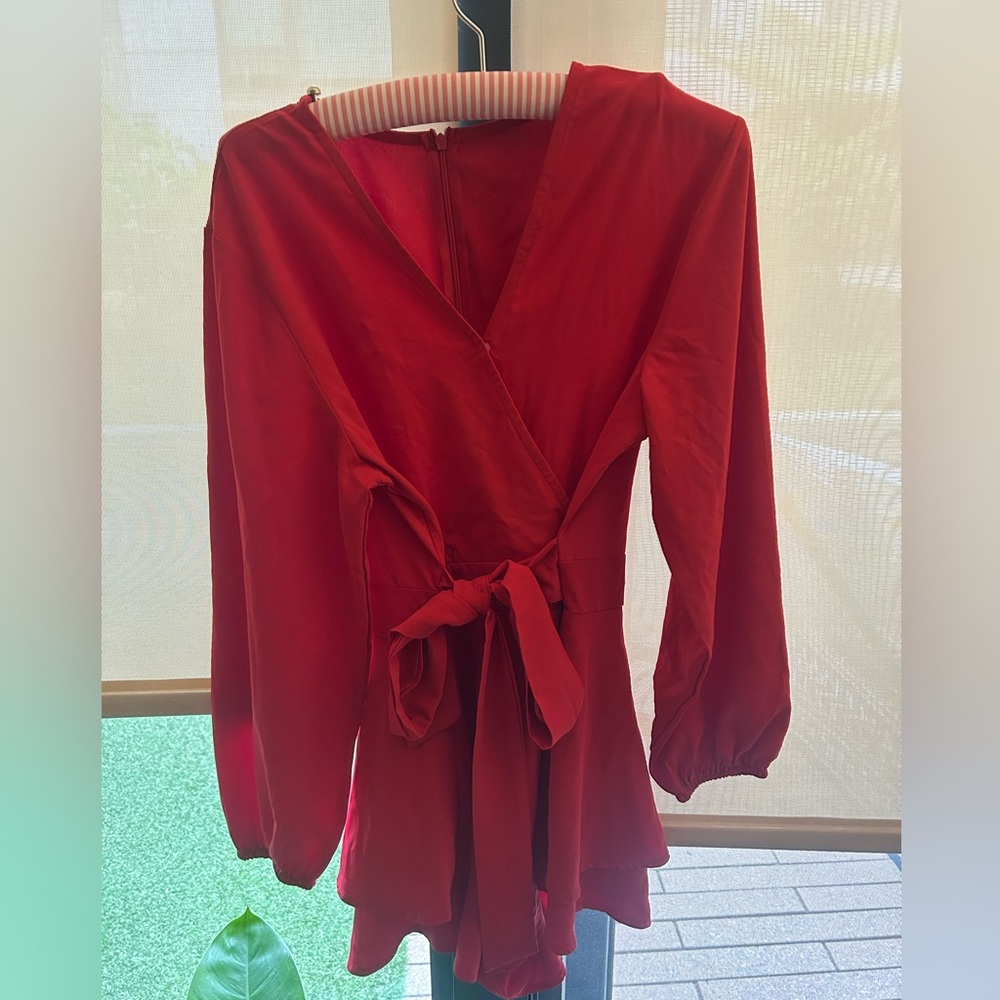 Red romper with Tie Waist